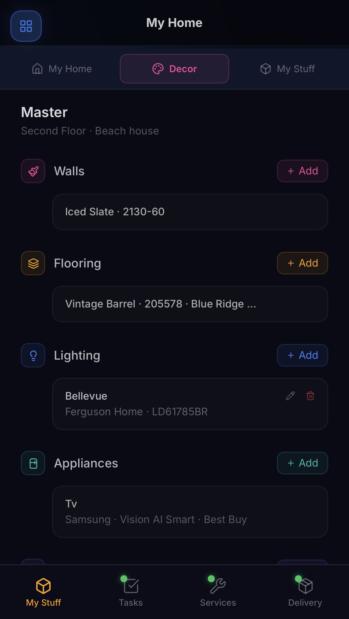 Room detail with walls, flooring, lighting and appliances