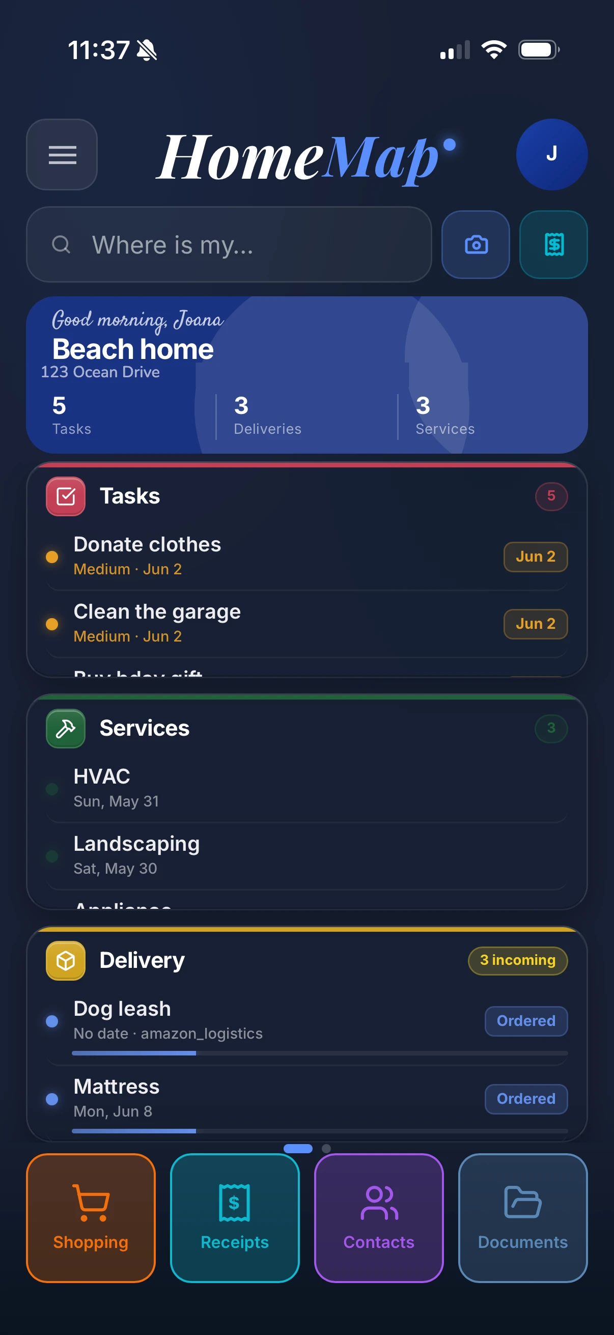 HomeMap dashboard with all 11 tools