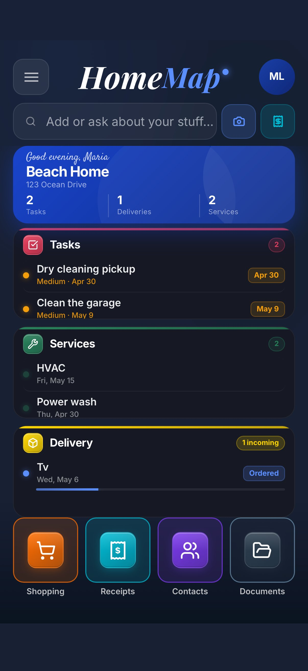 HomeMap dashboard with all 11 tools